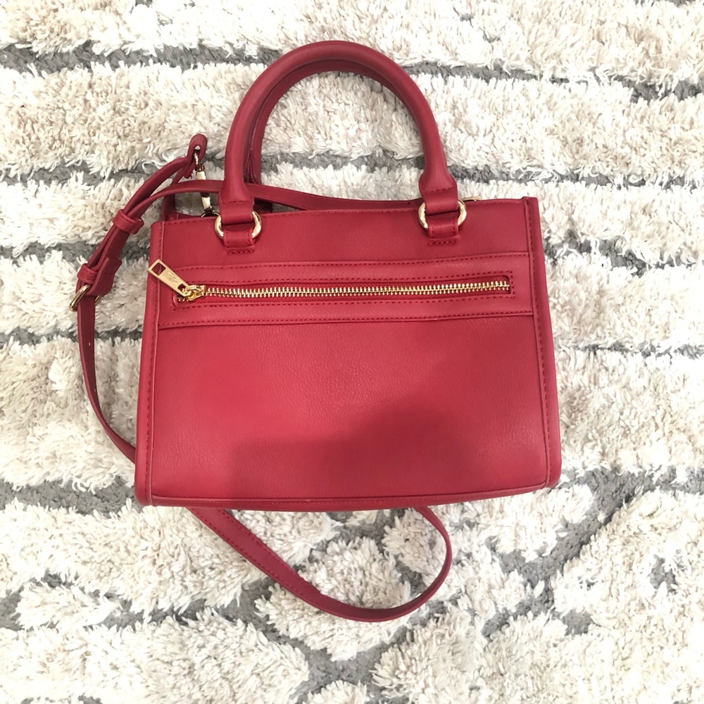 Red faux leather purse handbag
